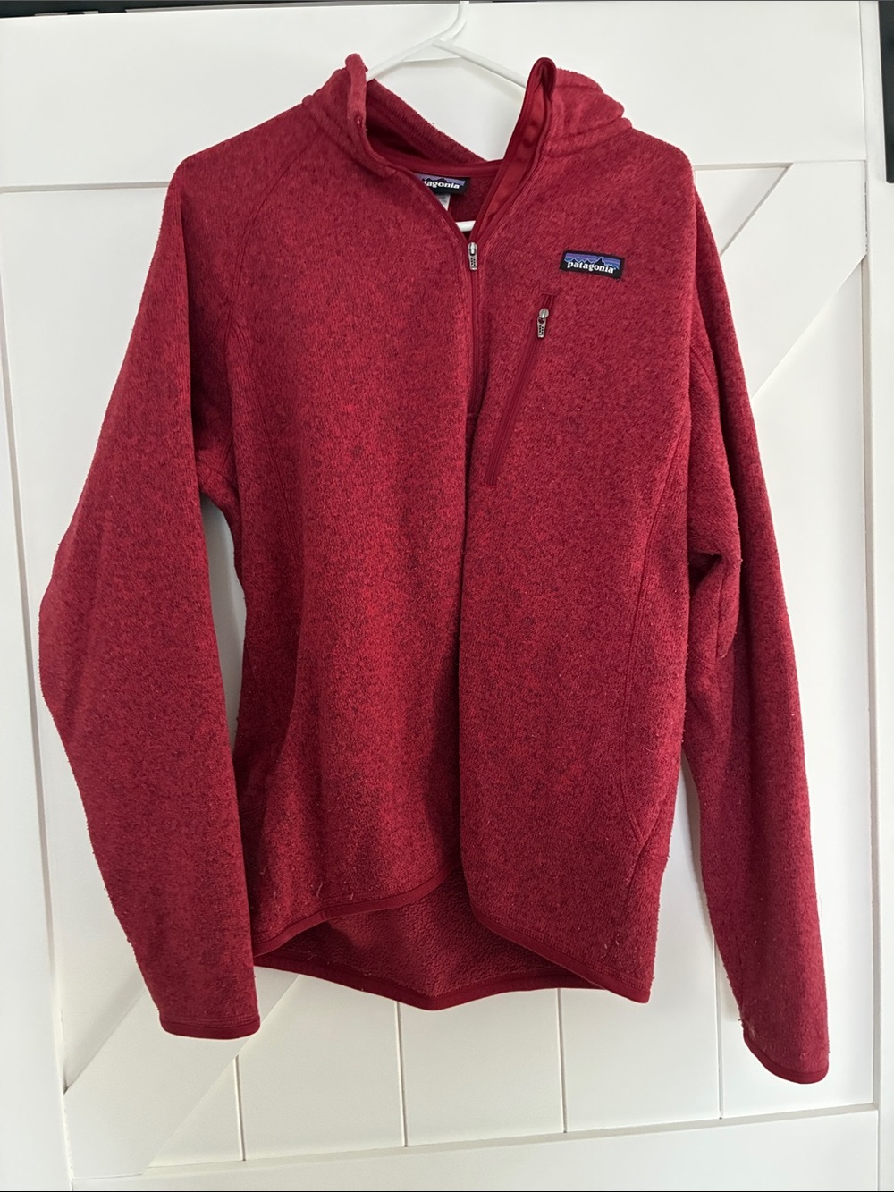 Patagonia Men's Deep Red Zip-Up Fleece Hoodie